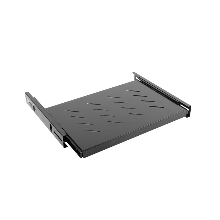 Рафт за сървърни шкафове Lanberg 19" 1U, 465x350mm, 18kg товароносимост, черен - AK-1006-B - 1