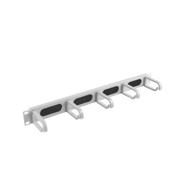 Панел за управление на кабели Lanberg 19", 1U, 5 халки, четка, сив - AK-1203-S - 1