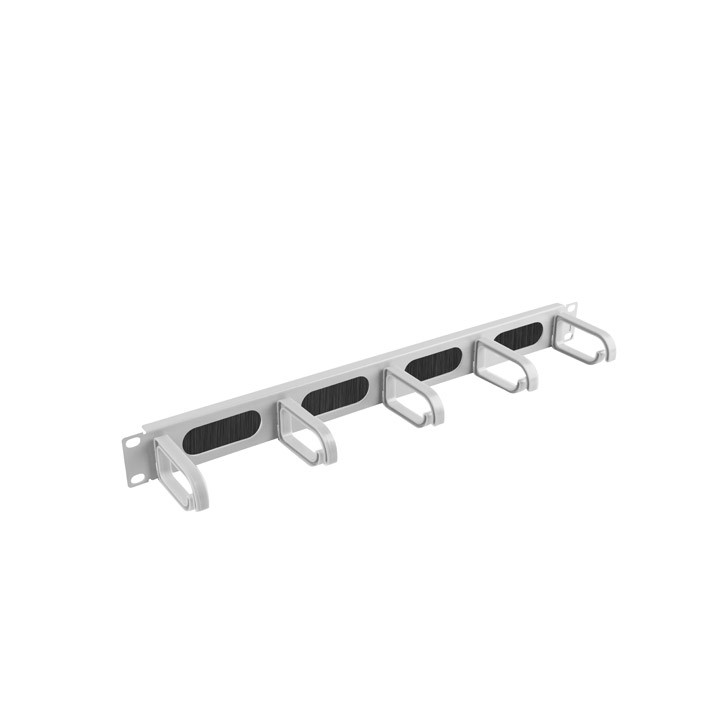 Панел за управление на кабели Lanberg 19", 1U, 5 халки, четка, сив - AK-1203-S - 1