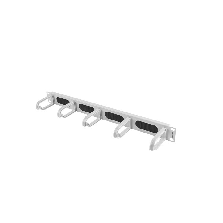 Панел за управление на кабели Lanberg 19", 1U, 5 халки, четка, сив - AK-1203-S - 3