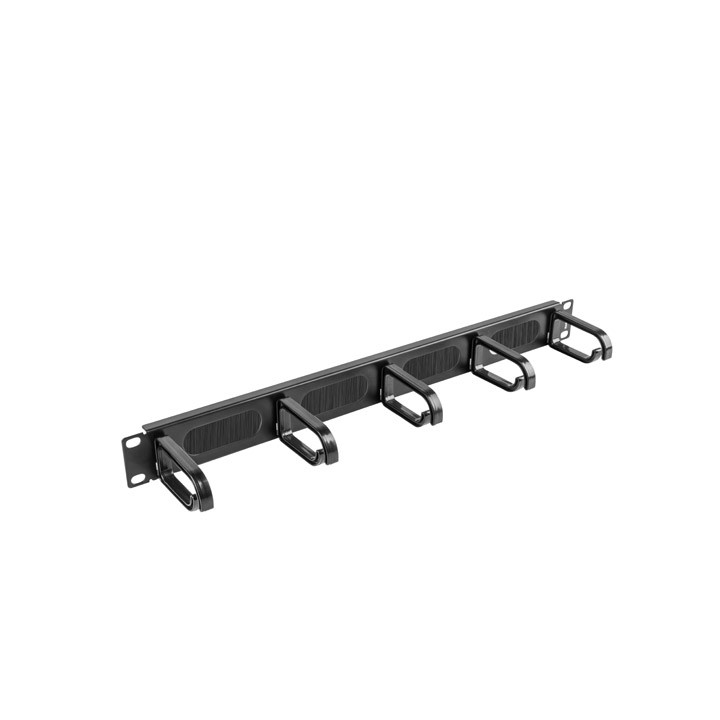 Кабелен мениджмънт панел Lanberg AK-1203-B, 19" 1U четка с 5 пръстена черен - AK-1203-B - 1