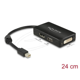 Адаптер DeLock mini DisplayPort 1.1, мъжко към DisplayPort/HDMI/DVI женско, Full HD - 62623 - 1