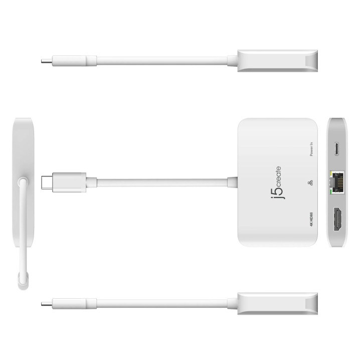 USB-C адаптер j5create JCA351, 4K HDMI+LAN Gigabit + Type C - JCA351 - 3