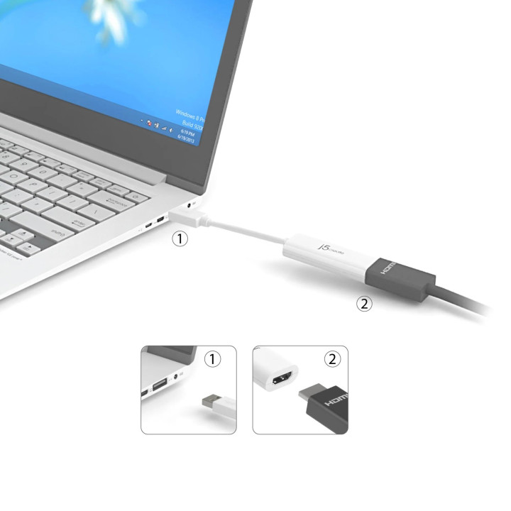 Адаптер j5create JUA254, USB-A към HDMI, 1080p HD - JUA254 - 7