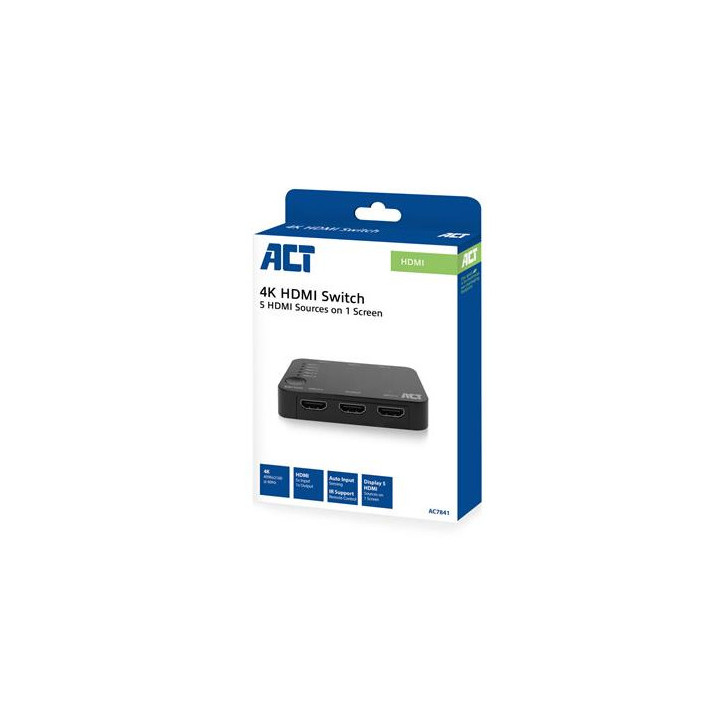 HDMI суич ACT AC7841, 5/1, 3D, 4K@60Hz, Черен - EWENT-ACT-SPLIT-AC7841 - 7