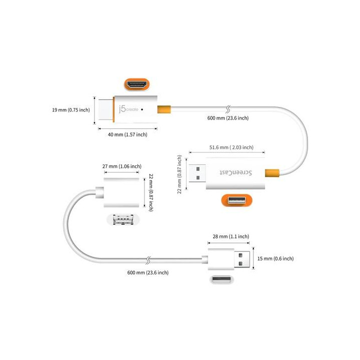 Адаптер кабел j5create JVAW56, HDMI, Full HD, USB-A - JVAW56 - 3