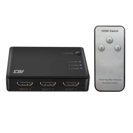 HDMI суич ACT, 3 порта, 4K@60Hz, USB, дистанционно управление, черен - EWENT-ACT-SPLIT-AC7845 - 1