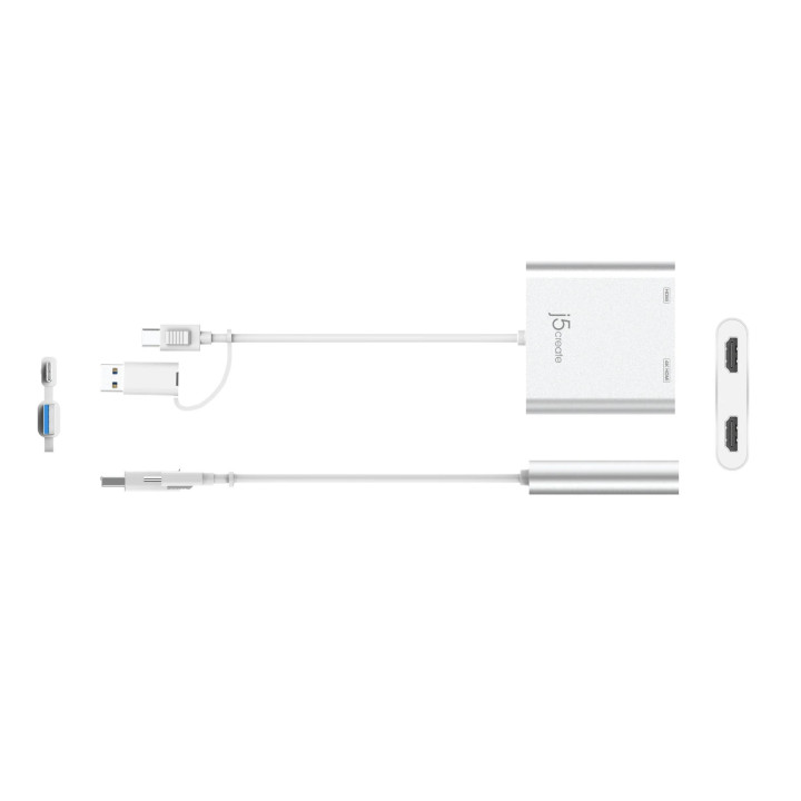 Адаптер j5create JCA365, USB-C към 2x HDMI, 4K (3840 x 2160) - J5-JCA365 - 3