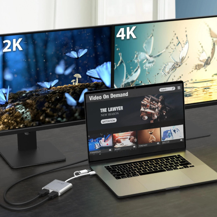 Адаптер j5create JCA365, USB-C към 2x HDMI, 4K (3840 x 2160) - J5-JCA365 - 4