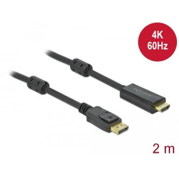Кабел DeLock, DisplayPort мъжко към HDMI мъжко, 2м, 4K 60Hz - DELOCK-85956 - 1