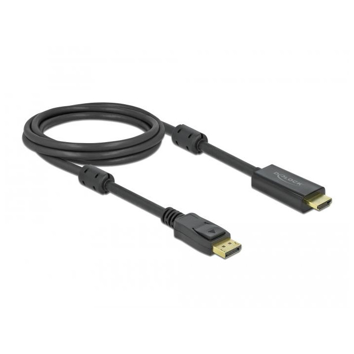 Кабел DeLock, DisplayPort мъжко към HDMI мъжко, 2м, 4K 60Hz - DELOCK-85956 - 2
