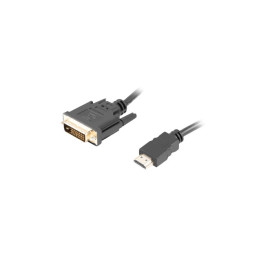 Кабел Lanberg HDMI към DVI-D, 3m, dual link, 4K позлатени конектори, черен - CA-HDDV-20CU-0030-BK - 1