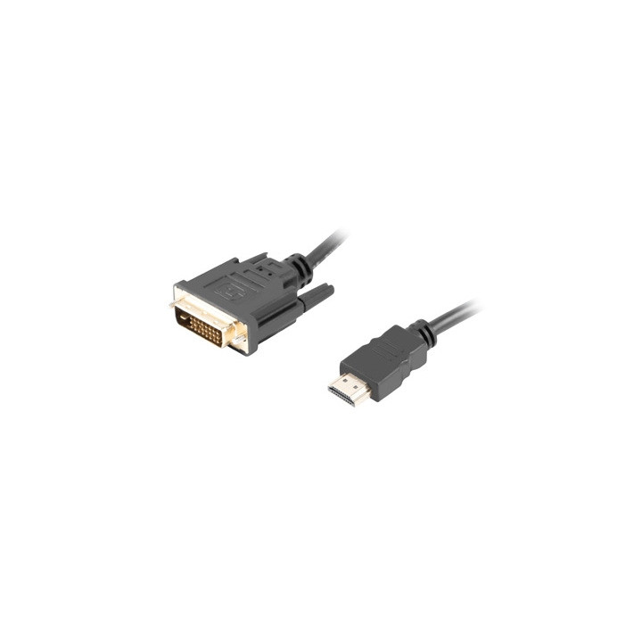 Кабел Lanberg HDMI към DVI-D, 3m, dual link, 4K позлатени конектори, черен - CA-HDDV-20CU-0030-BK - 1
