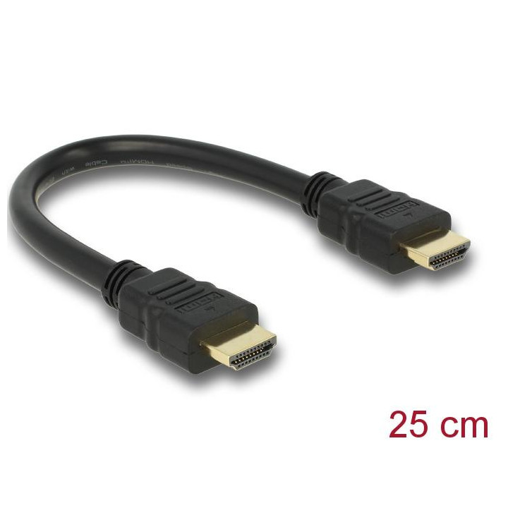 Кабел DeLock High Speed, HDMI мъжко - HDMI мъжко, 4K, 0.25 м, Ethernet - DELOCK-83352 - 1