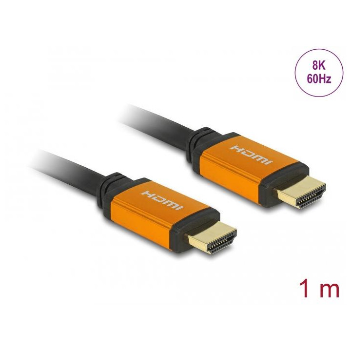 Кабел DeLock High Speed, HDMI мъжко - HDMI мъжко, 48 Gbit/s, 8K 60 Hz, 1 м - DELOCK-85727 - 1