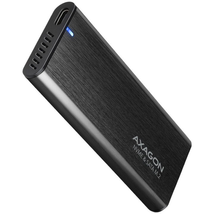 Външна кутия за твърд диск AXAGON EEM2-SB2, USB 3.2 Gen 2 Type-C, M.2 NVMe/SATA SSD, Алуминий, Без отвертки - 1