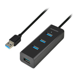 USB хъб AXAGON HUE-S2BL, 4x USB 3.0, MicroUSB зареждане, 1.2m кабел - 1