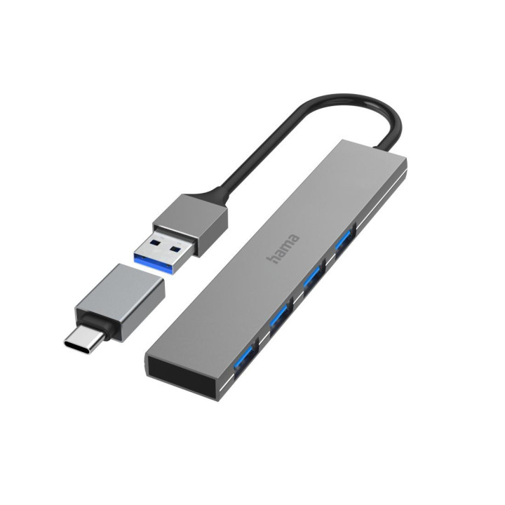 USB хъб HAMA, 4 портова USB 3.2 Gen 1 - HAMA-200141 - 1