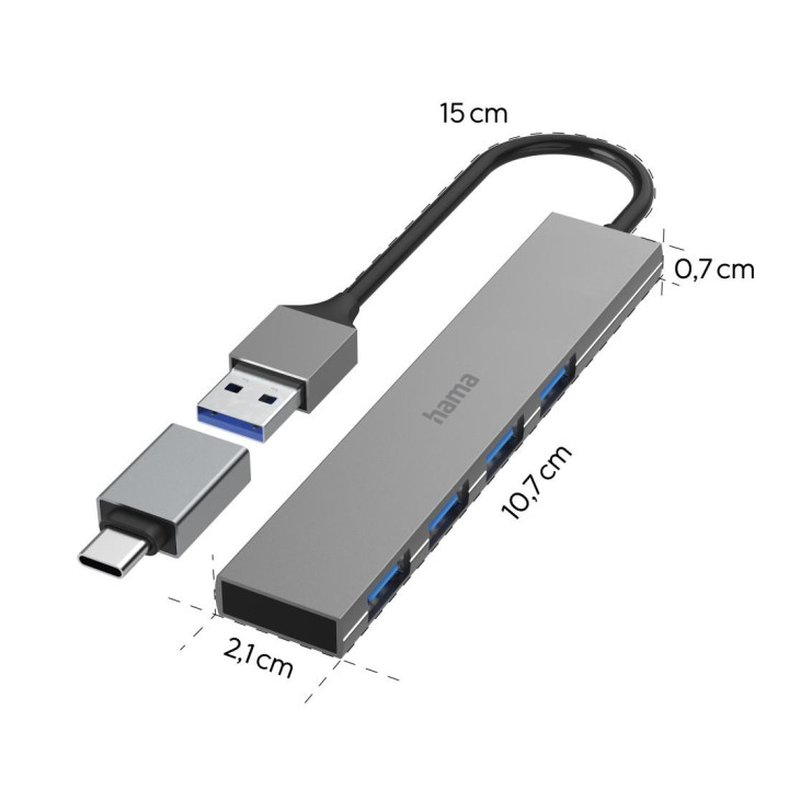 USB хъб HAMA, 4 портова USB 3.2 Gen 1 - HAMA-200141 - 6