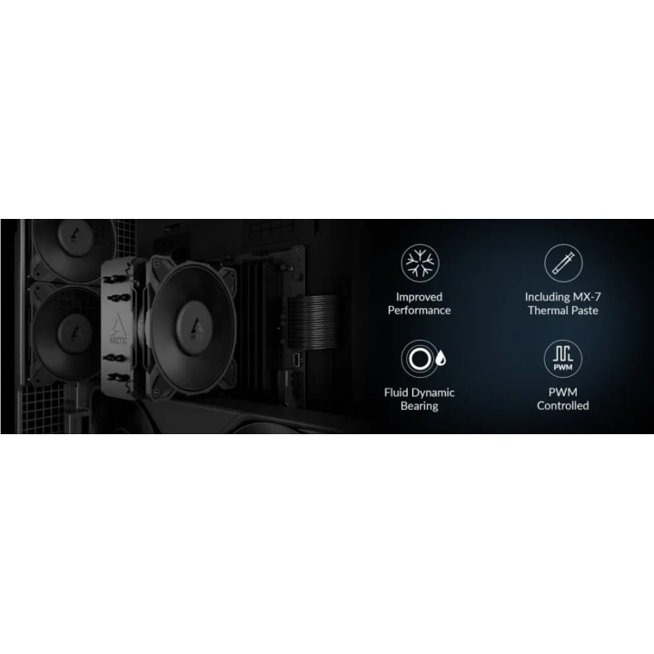 Охладител за процесор ARCTIC Freezer 36-S Black, Съвместимост AM4/AM5/1700/1851, 120mm вентилатор, 600-3000 RPM - ACFRE00196A - 
