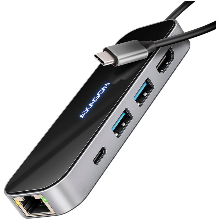 USB докинг станция AXAGON HMC-6GLN, 2x USB-A 5Gbps, 1x USB-C 5Gbps, HDMI 4K/60Hz, Ethernet RJ-45, PD 100W - 1