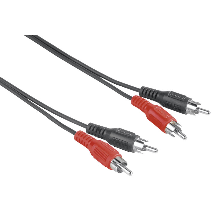 Аудио кабел HAMA, 2x RCA мъжко - 2x RCA мъжко, 2.5м, Черен - HAMA-205086 - 1