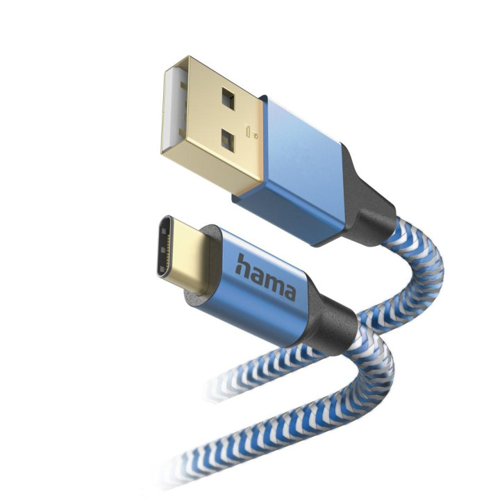 Кабел HAMA Reflective, USB-C към USB-A, 1.5м, Син, Екраниран - HAMA-201558 - 2