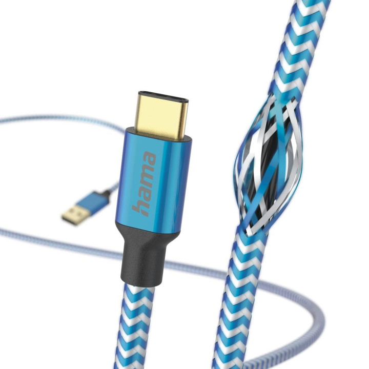 Кабел HAMA Reflective, USB-C към USB-A, 1.5м, Син, Екраниран - HAMA-201558 - 3