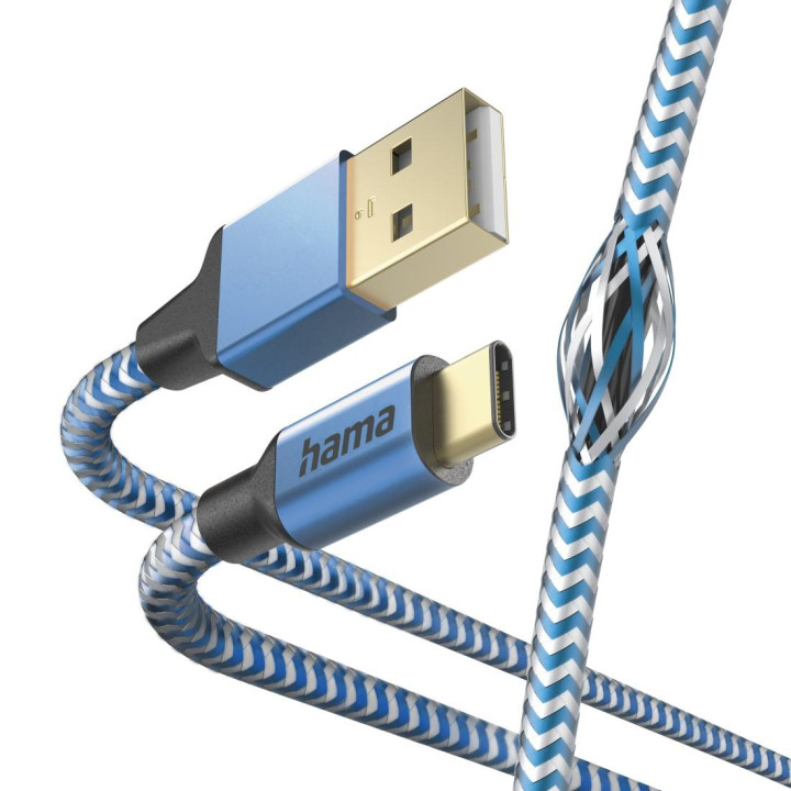 Кабел HAMA Reflective, USB-C към USB-A, 1.5м, Син, Екраниран - HAMA-201558 - 4