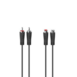 Аудио кабел HAMA, 2x RCA мъжко - 2x RCA женско, 5.0 м, Черен - HAMA-205095 - 1