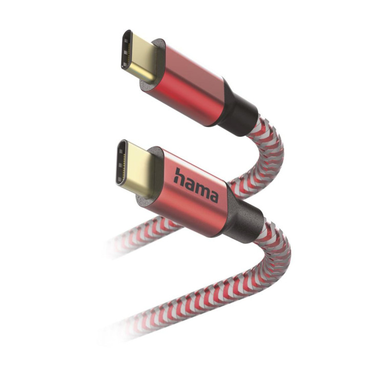 Кабел HAMA Reflective, USB-C мъжко - USB-C мъжко, 1.5 м, Червен - HAMA-201560 - 2