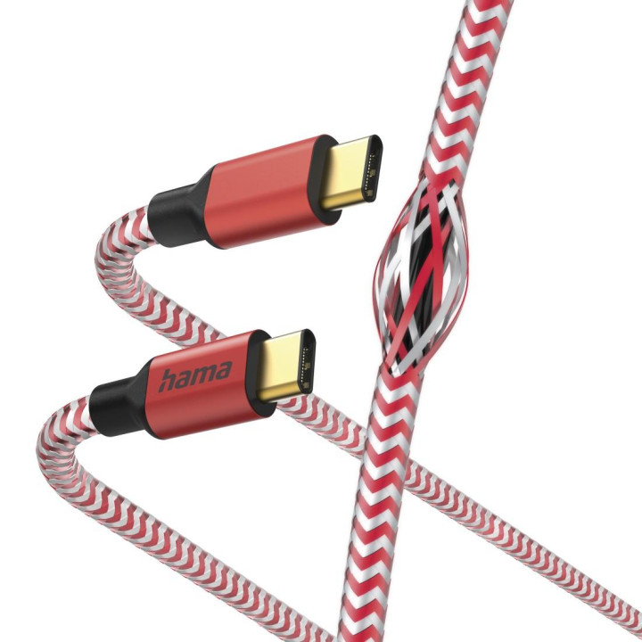 Кабел HAMA Reflective, USB-C мъжко - USB-C мъжко, 1.5 м, Червен - HAMA-201560 - 3