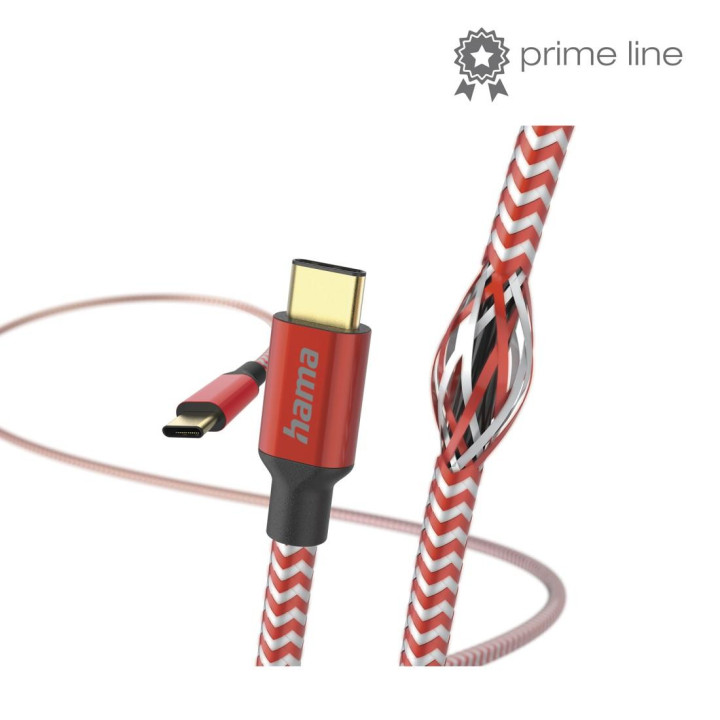 Кабел HAMA Reflective, USB-C мъжко - USB-C мъжко, 1.5 м, Червен - HAMA-201560 - 4