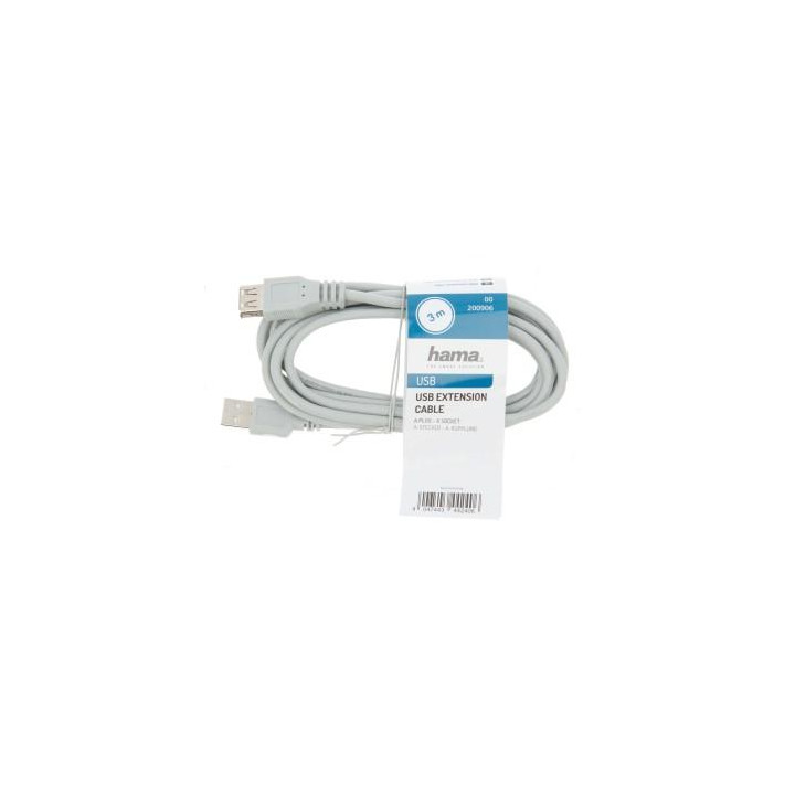 Удължителен кабел HAMA, USB-A женско - USB-A мъжко, 3 м, Екраниран - HAMA-200906 - 3
