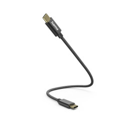 Кабел за зареждане HAMA, USB-C към USB-C, 0.2м, черен - HAMA-201604 - 1