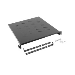 Рафт за сървърен шкаф Lanberg 19" 1U, 483x500mm, товароносимост 25kg, черен - AK-1005-B - 1