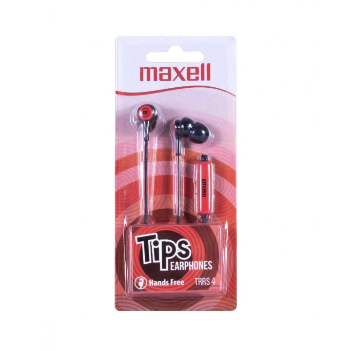 Слушалки тапи MAXELL IN-TIPS, червени, In-Ear, 20 Hz - 20 kHz, с микрофон - ML-AH-IN-TIPS-RED - 1