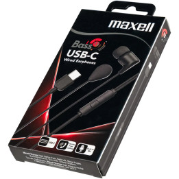 Слушалки MAXELL EB10 BASS, USB-C, In-ear, Микрофон, Черни - ML-AH-EB10-BASS - 1
