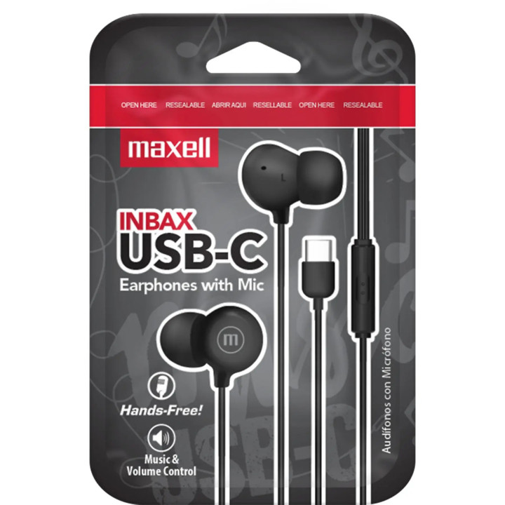 Слушалки тапи MAXELL IN-BAX, USB-C, с микрофон - ML-AH-INBAX-USBC-BK - 2