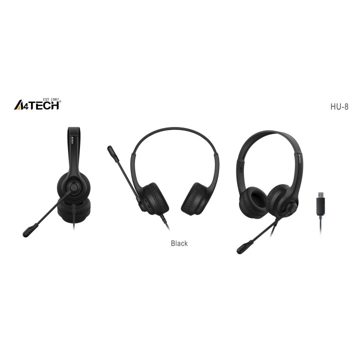 Слушалки A4tech HU-8, USB, въртящ се микрофон, 40мм говорител, 102dB - A4-HEAD-HU-8 - 2