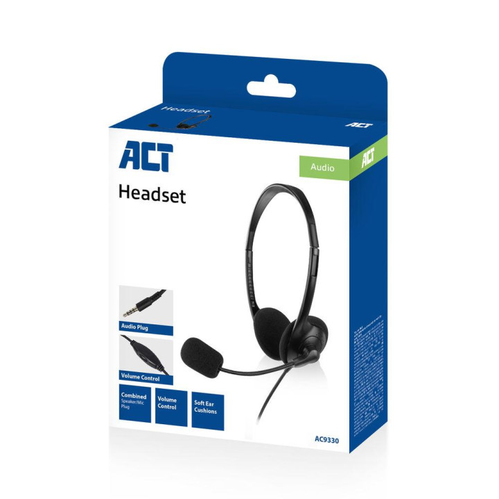 Слушалки с микрофон ACT AC9330, 3.5mm Jack, 2м кабел - AC9330 - 5