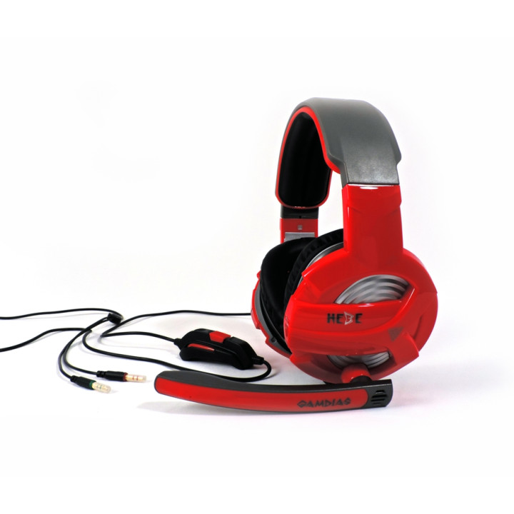 Жични геймърски слушалки Gamdias HEBE GHS2300, 3.5mm jack, Red/Black - 1