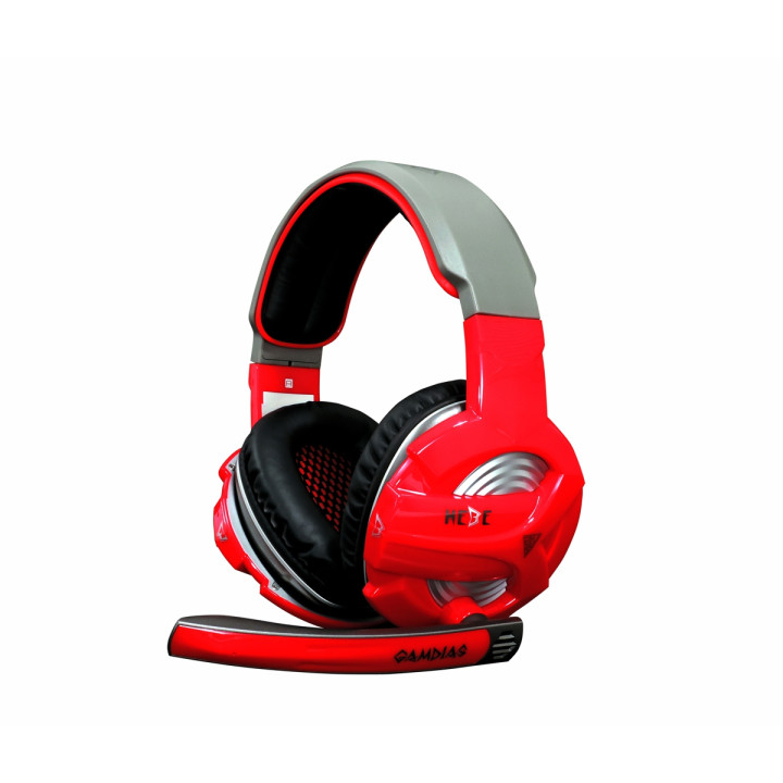 Жични геймърски слушалки Gamdias HEBE GHS2300, 3.5mm jack, Red/Black - 4