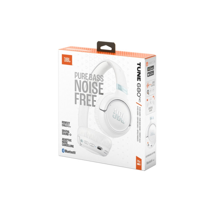 Слушалки JBL TUNE 680NC, Wireless Over-ear, Noise Cancellation, USB-C, 32 Ohm - JBLT680NCWHT - 10