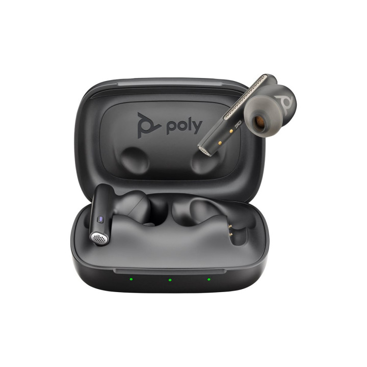 Безжични слушалки HP Poly Voyager Free 60 UC, Carbon Black, Bluetooth 5.3, ANC, 24ч разговори - 7Y8L8AA - 2