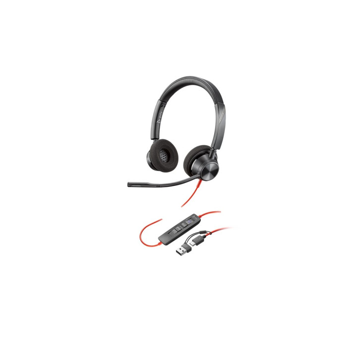 Слушалки HP Poly Blackwire 3320, стерео, USB-C, шумоподавяне, Microsoft Teams сертифицирани - 8X220AA - 1