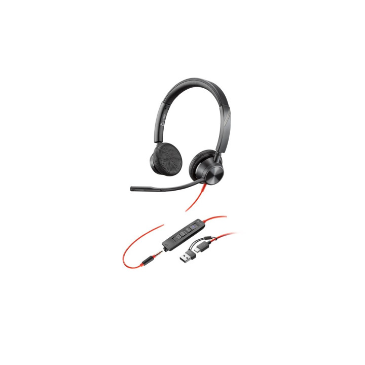 Слушалки HP Poly Blackwire 3325, Стерео, USB-C/3.5mm, Microsoft Teams Certified - 8X222AA - 1