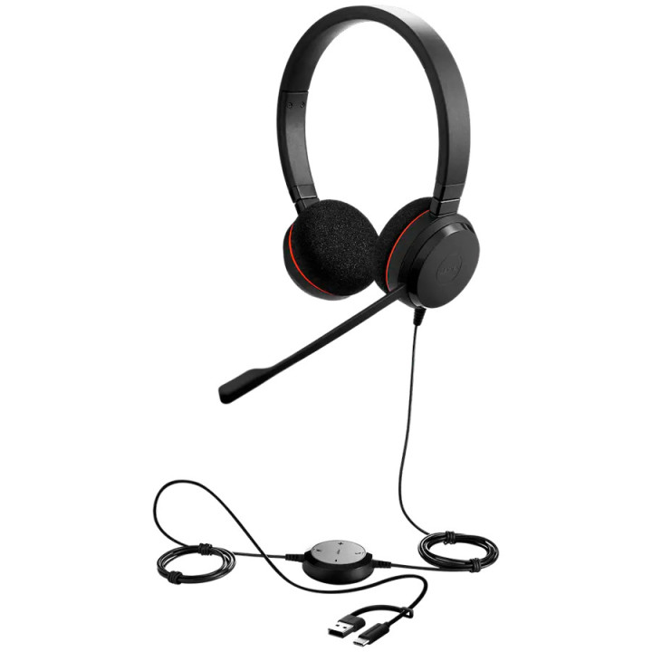 Слушалки JABRA Evolve 20, Стерео, USB-C/A адаптер - 4999-829-269 - 1