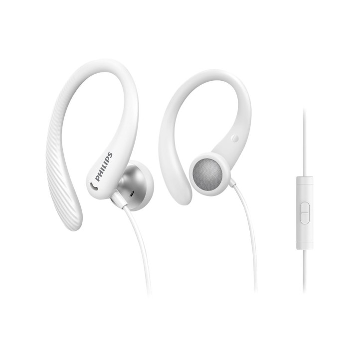 Слушалки Philips InEar Earhook, 15mm динамик, бели, спортни, IPX2 защита - TAA1105WT/00 - 1