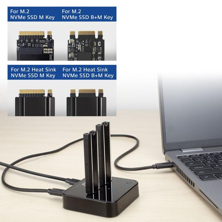 Двойна SSD докинг станция ACT, M.2 NVMe/PCIe за клониране, USB-C 3.2 Gen2 10 Gbps - AC1502 - 3